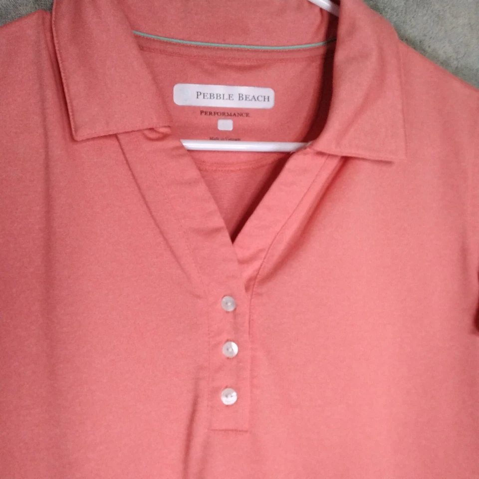 Camisa Polo Pebble Beach Para Mujer Talla M Naranja Manga Corta Rendimiento Top Foto 4 de 4