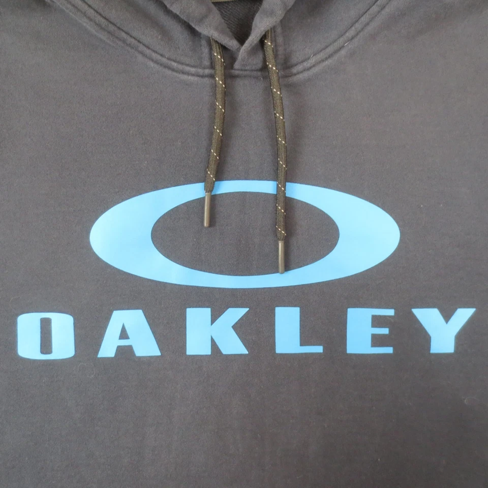 Moletom Oakley Lockup com capuz masculino XL azul marinho pulôver soletrado logotipo gráfico - Imagem 3 de 4