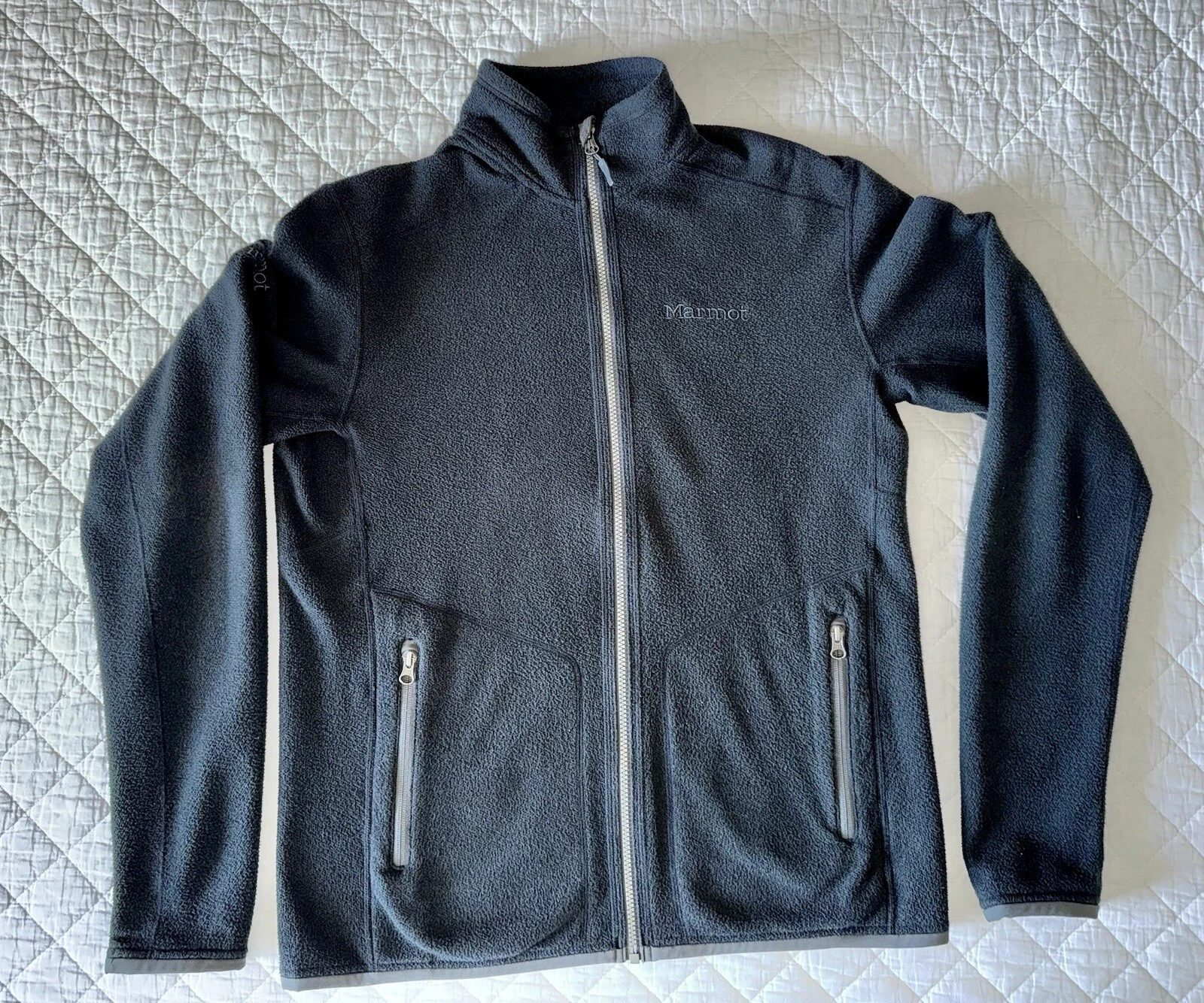 Lightweight Marmot Mens Fleece Full Zip Jacket Black Gray Medium