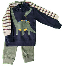 Carters BOYS 3-piece Set, DINO/STRIPE JOGGERS BLUE/GREEN 2T NWT