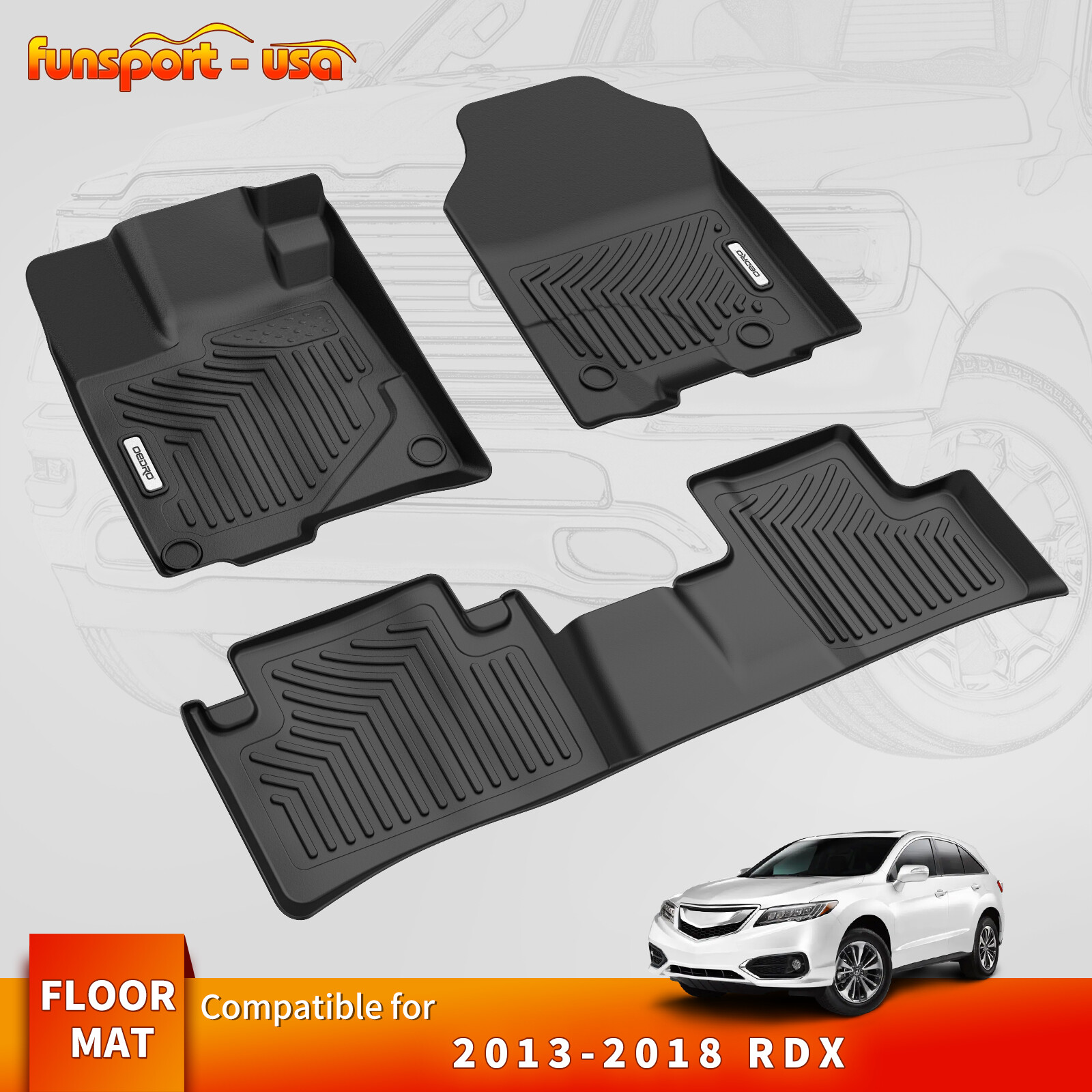 Floor Mats Floor Liner for 20132018 Acura RDX 1st 2nd Row TPE Liner