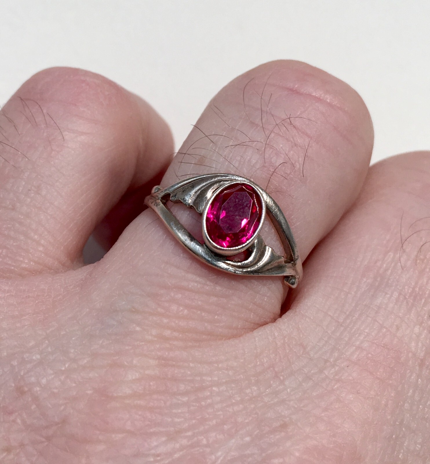 Ring №51 Vintage Soviet Red Ruby Ring Silver Ring… - image 20