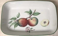 ROYAL WORCESTER EVESHAM GREEN RECTANGULAR BAKER APPLE PLUMS RASPBERRIES 10.5X7