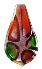 Acrylic or Art Glass Lampwork-esque Slide Pendant Bead Leaf Drop Earth Tone