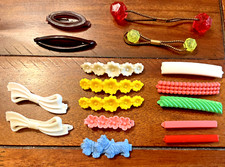 Vintage Lot 80s 90s Beaded Ponytail Holders Plastic Hair Clips Barrettes
