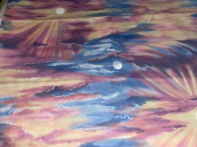 By 1/2 Yd ''Nature's Element'' Sunrise Sunset Cloud Sky Cotton Fabric Hoffman