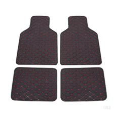 4Pcs PU Leather Car Floor Mats Protect Carpets Red Line Accessories Waterproof