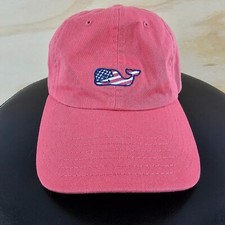 Vineyard Vines Hat Cap Strap Back One Size Pink Cotton USA Flag Stars Stripes