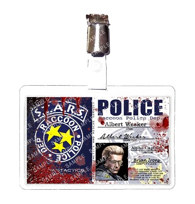Resident Evil -Albert Wesker ID Badge Blood STARS Cosplay Prop Gift Halloween
