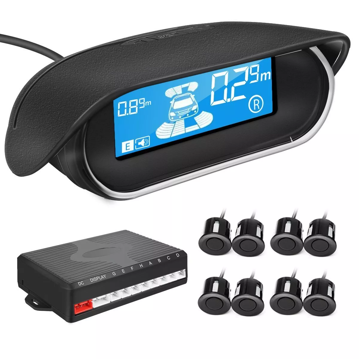 Parking Sensor 8 Sensor de Estacionamento Carro Automóvel Ré Radar  Eletrônico Traseiro Detector Automático Kit de Assistência de Ré Buzzer