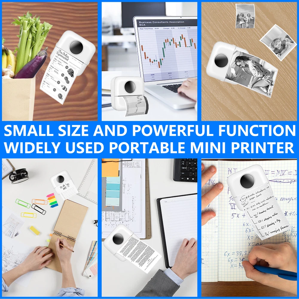Mini Bluetooth Thermal Printer - Wireless Pocket-Sized Inkless Photo Printing Mini Bluetooth Thermal Printer - Wireless Pocket-Sized Inkless Photo Printing
