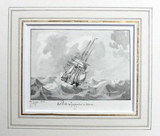 JOSEPH SIPKES - ORIGINAL SIGNIERT 1832 Segelschiff Sailboat Marine ship zeilboot