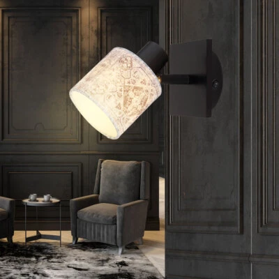 Applique Murale Bois Luminaire de Salon Tissu Réglable Gris 1 à Flammes - Photo 1/4