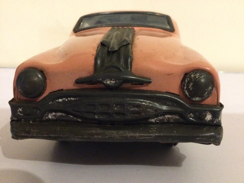 MINSTER DELUXE PONTIAC Friction Tin Plate Car 1954 SUPER RARE PINK ORIGINAL BOX - Image 4 of 4