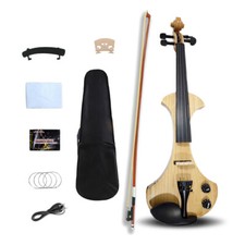 Electric Violin 4/4 with Solid Wood & Ebony - Kit Includes Bow and Case
