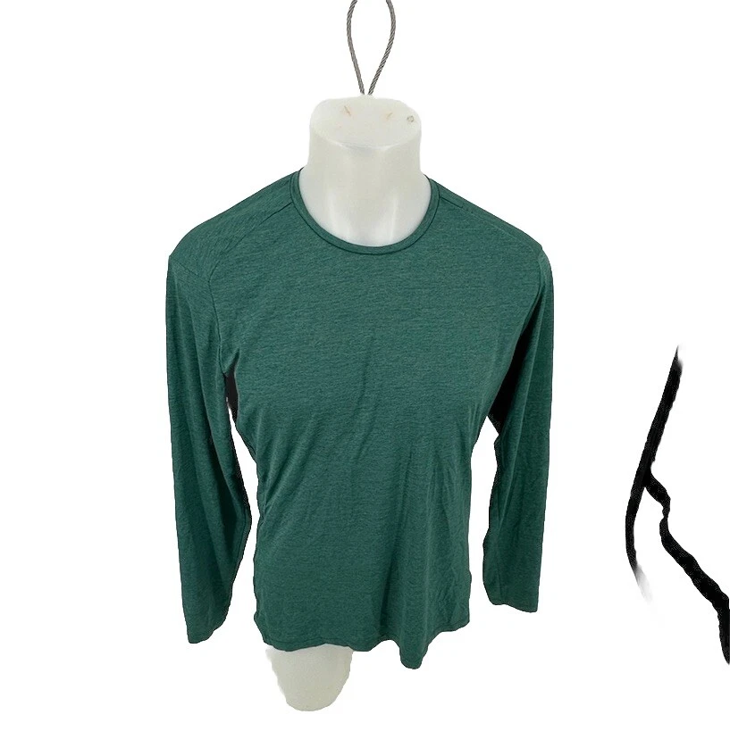 Lululemon Large ? Men Fast T-shirt Long Sl Shirt Heathered Everglade Green 8-14