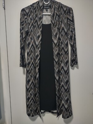 Women's Cardigan Set of Two Pieces Dress Scoop Neck Long Sleeves - Work -Size 4