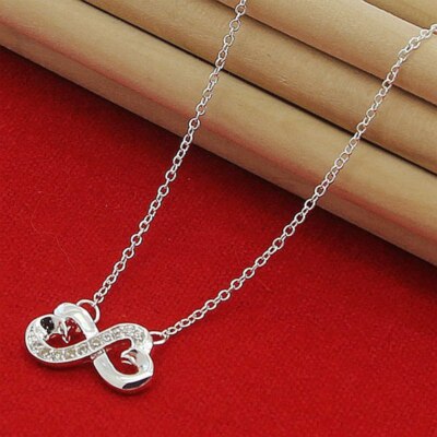 Infinite Love 925 Sterling Silver Fashion Infinity Love Heart Choker Necklace