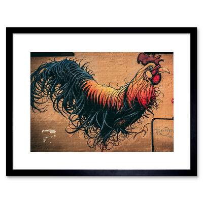 Moran Graffiti Huhn Hahn Wall Street gerahmter Wandkunstdruck 12 x 16 Zoll