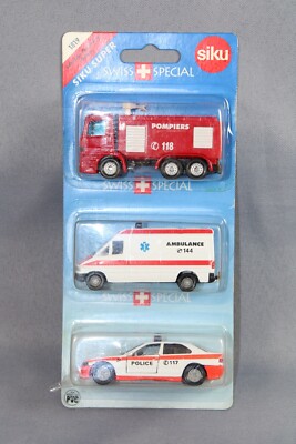 Siku 1819 Feuerwehr, Polizei Swiss Special Siku Super Serie in OVP #E