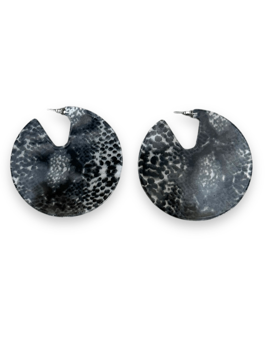 1980’s acrylic Python Circle Earrings - image 2