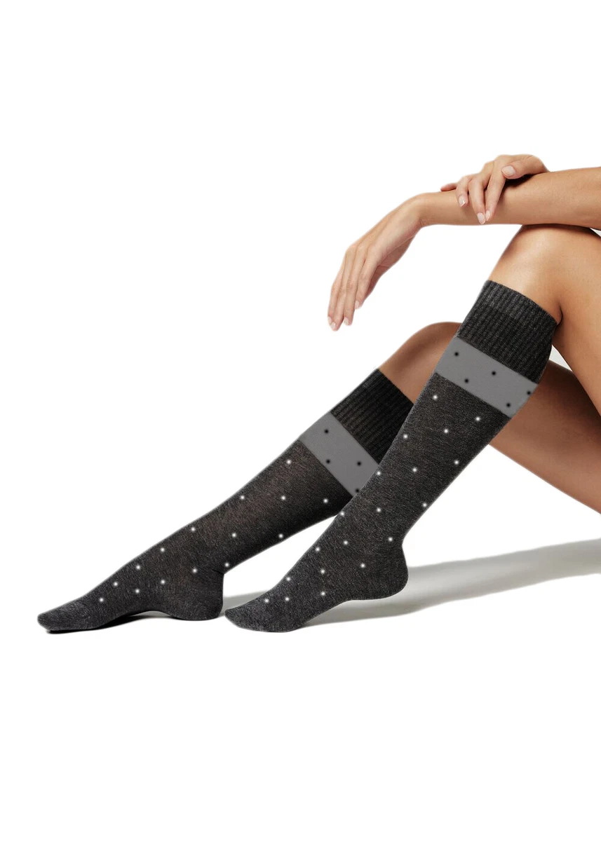 Pack De Chaussettes mi Bas Femme Coton Longues Fantaisie Avec Pois