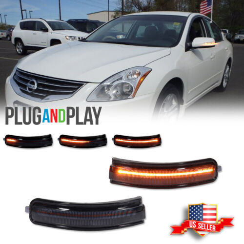Smoke Sequential Amber LED Side Mirror Signal Lights For 2007-2013 Nissan Altima - Picture 1 of 9