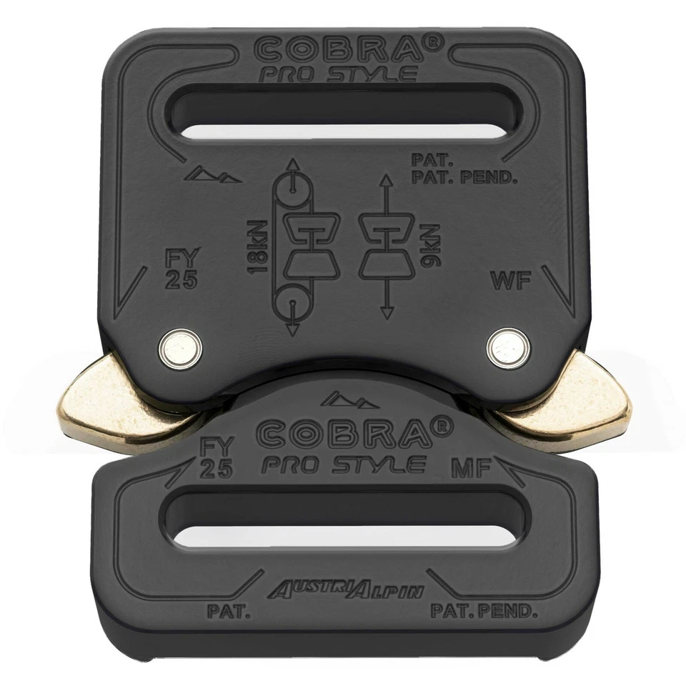 AustriAlpin 25mm/2.5cm Schwarz Cobra Schnalle - Stecker Feste Buchse FY25KFF