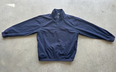 Vintage 90s Izod Cross Club Tag Black Polyester 1/4 Zip Mock Neck