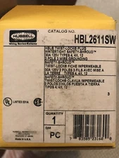 Hubbell HBL2611SW Twist Lock Male Plug 125V 30A Watertight 2P  3 Wire Grounding