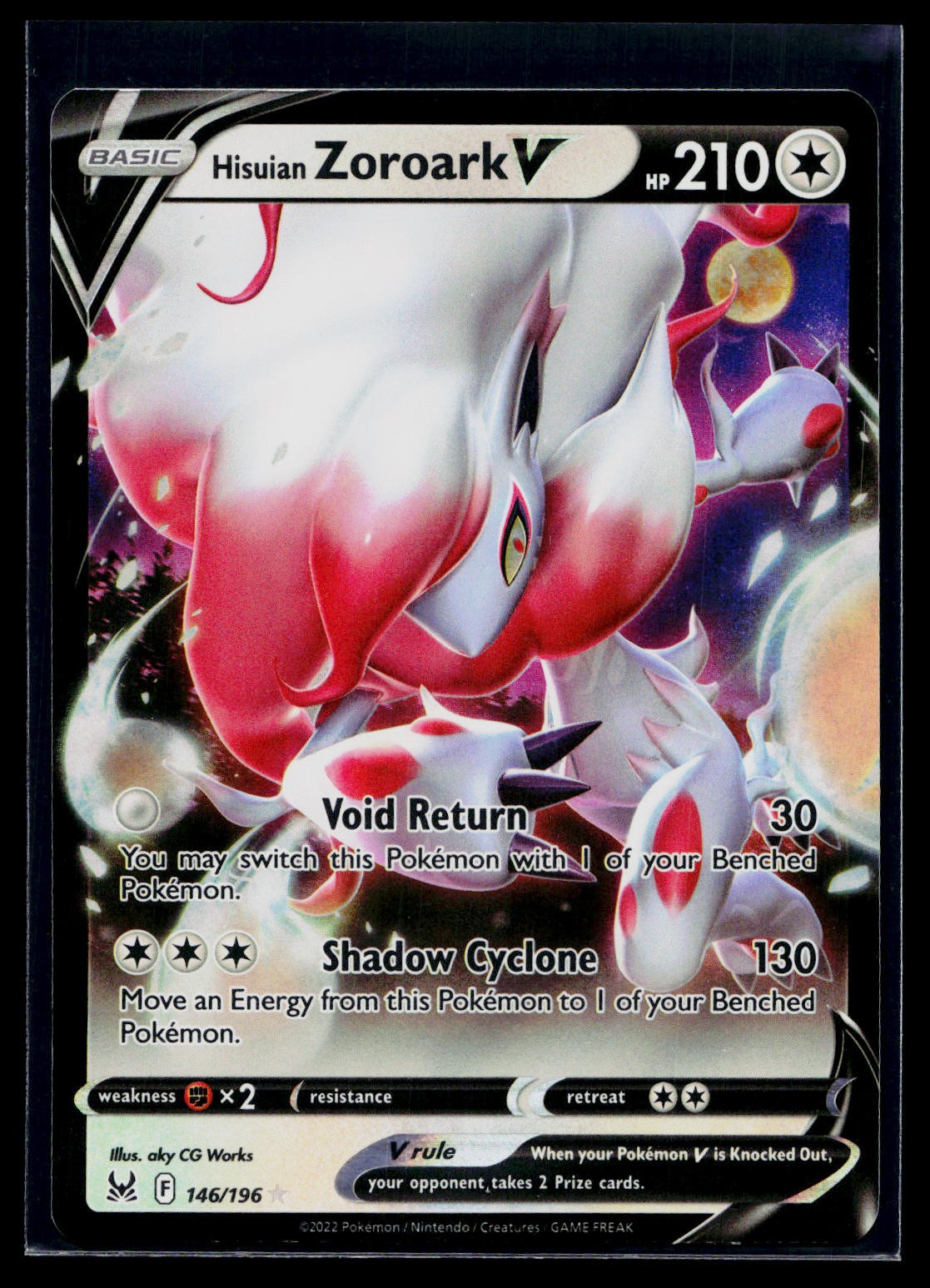 🎴Hisuian Zoroark V #146/196 SWSH11: Lost Origin Ultra Rare Near Mint +