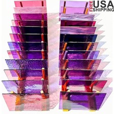 24 Sheets Stained Glass Variety Pack Assorted Colors Mosaic Craft Supplies New