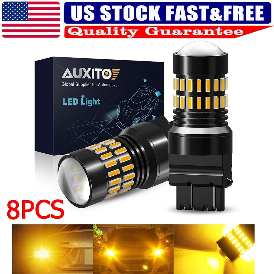 2-Pack AUXITO Amber Yellow LED Bulbs - 3157 3156 Turn Signal & Parking Lights, Super Bright, 1-Year Warranty