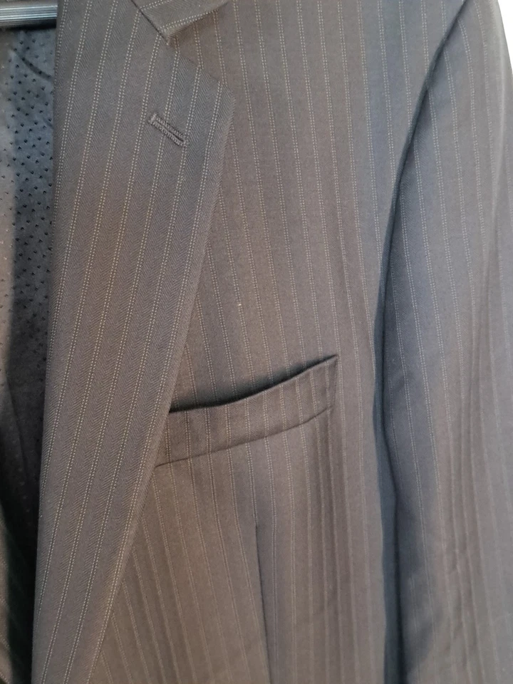 Alfani Mens 42L Black Pinstripe Two-Button Wool Cashmere Blazer Jacket - Image 3 of 4