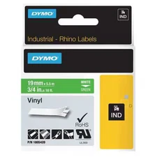 Dymo 1805420 Label Tape Cartridge, White/Green, Labels/Roll: Continuous