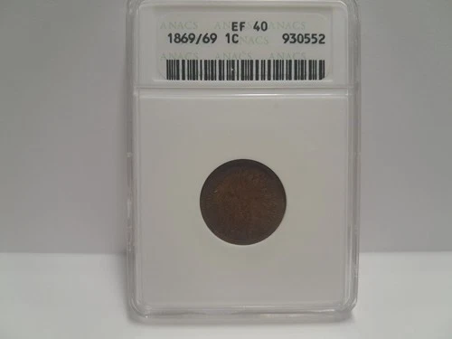 1869/69 INDIAN HEAD CENT ANACS EF 40