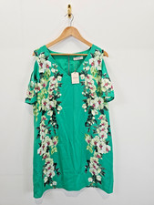 BNWT Oasis Green Floral Cut Out Sleeve Dress Size 16
