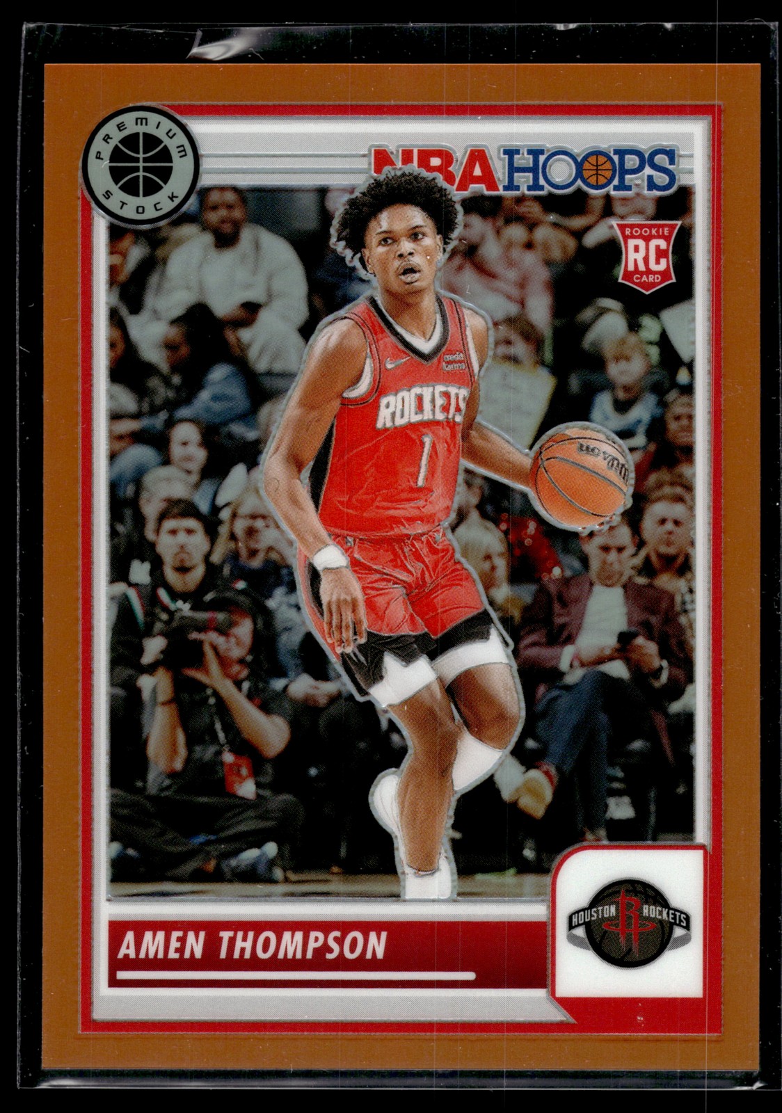 Amen Thompson 2023-24 Hoops Premium Stock Orange Prizm Card /299 #86
