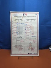  Minnesota Twins Vs L.A. Angels Line Up Card Autographs Mauer Hunter Kubel MLB