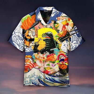 But First Zilla King Eats Sushi Hawaiian Shirt