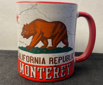 California Republic Monterey Bear Flag Souvenir Mug 11oz Red Orca Coating