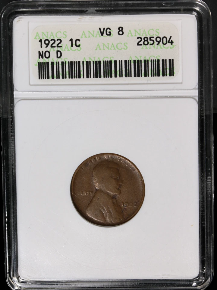 1922 'No D' Lincoln Cent ANACS VG8 Key Date Decent Eye Appeal - Image 3 of 4