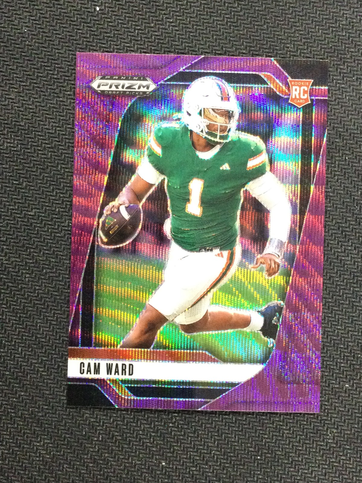 2025 Panini Prizm Draft Picks #57 Cam Ward Prizms Purple Wave Miami Hurricanes