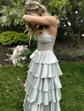 Alyce Paris 61833 Prom Dress Size 2 Strapless Satin Chiffon A-Line Gown Designer
