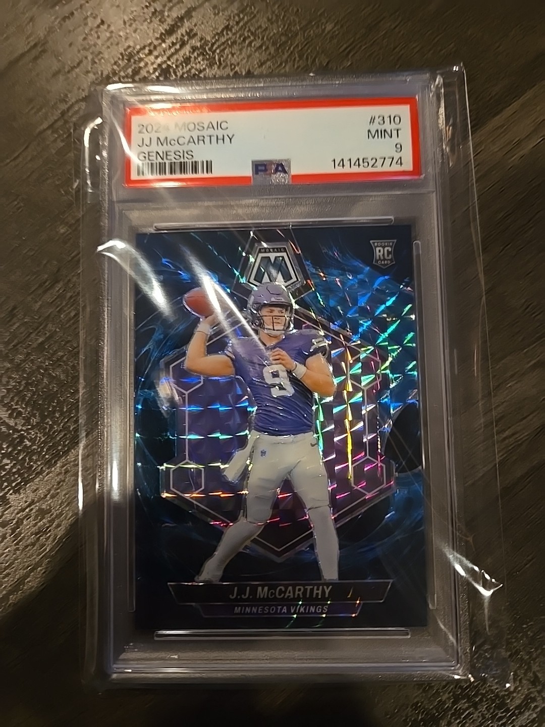 J.J. McCarthy Rookie Genesis Case Hit 2024 Panini Mosaic SSP RC #310 MINT PSA 9