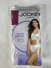 Jockey Elance 100 Cotton Women's 7/L Raspberry/Lilac French Cut Panty 3-Pack