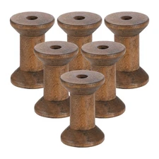 6Pcs Wooden Empty Spool, 1.2" x 2" Unfinished Wooden Spools, Camel