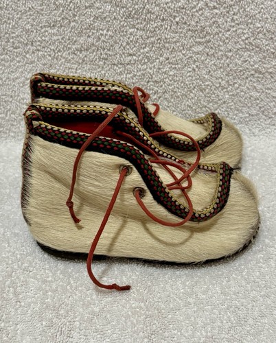 NORWEGIAN LAPLAND SAAMI Reindeer Fur Shoes Vintage Handmade - Toddler Size 7