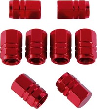 8 Pcs Red Tire Stem Valve Caps Wheel Valve Covers Universal Car Dustproof Alumin