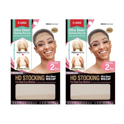 M&M HD STOCKING WIG CAP DARK NUDE X-LAGE #5241 - 2 Pack